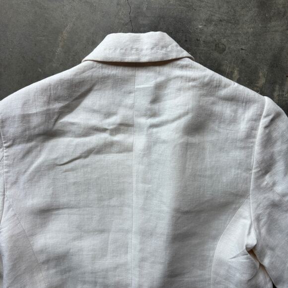 Vintage Faconnable Blazer Men's Sz 6 Beige Linen Canvas Hopsack Premium Designer - Picture 7 of 11